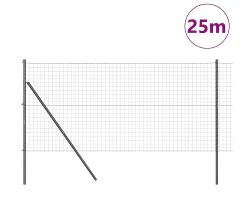 Euro Žogs Ar 13 Stabiem 1.2X25 M Cinkotā Tērauda Pelēks Vidaxl