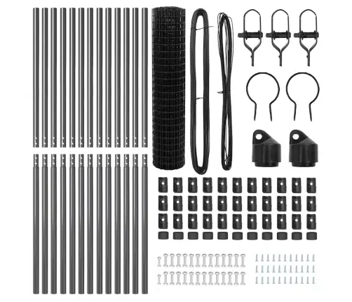 Eiropas Žogs Ar 13 Stabiem 1X25 M Cinkota Tērauda Pelēks Vidaxl
