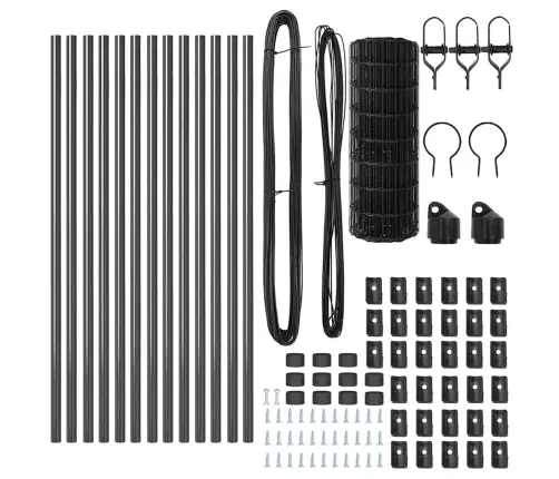 Eiro Žogs Ar 13 Stabiem 0.6X25 M Tērauda Pelēkā Krāsā Vidaxl