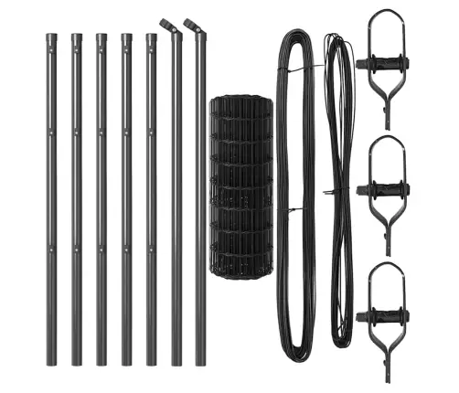 Tvora Su Stulpais Pilka 0,8 X 25 M Plienas Ir Pvc