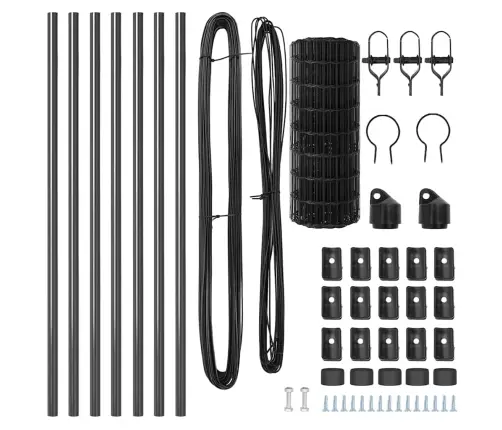 Tvora Su Stulpais Pilka 0,8 X 25 M Plienas Ir Pvc