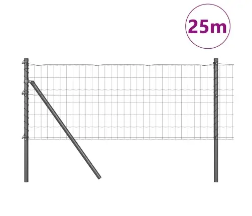 Tvora Su Stulpais Pilka 0,8 X 25 M Plienas Ir Pvc