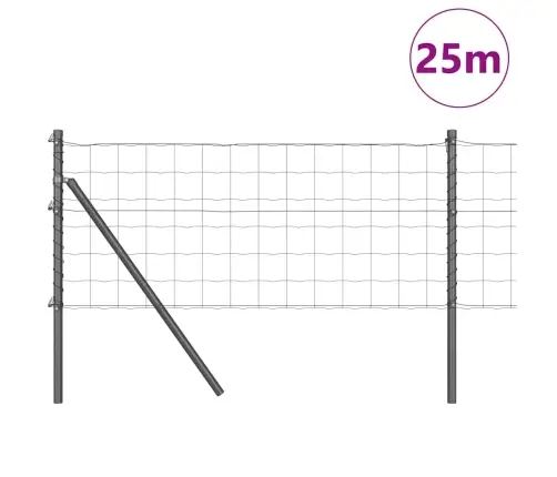 Euro Žogs Ar 13 Stabiem 0.4X25 M Cinkots Tērauds Pelēks Vidaxl