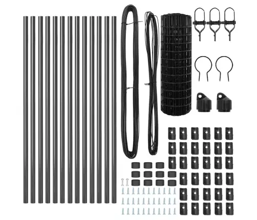 Eiro Žogs Ar 13 Stabiem 0.6X25 M Cinkots Tērauds Pelēks Vidaxl