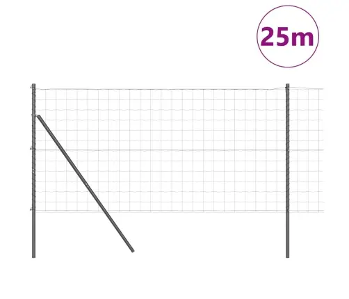 Euro Žogs Ar 13 Stabiem 1.2X25 M Cinkots Tērauds Pelēks Vidaxl