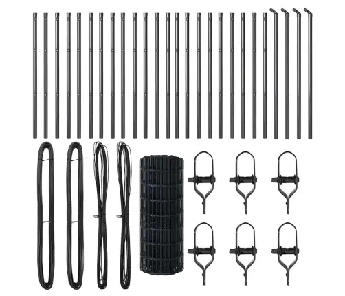 Eiro Žogs Ar 13 Stabiem 0.6X50 M Cinkota Tērauda Pelēks Vidaxl