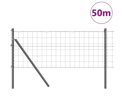 Euro Žogs Ar 13 Stabiem 0.4X50 M Cinkota Tērauda Pelēks Vidaxl