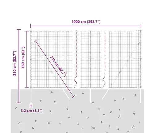 Eiropas Žogs Ar 7 Stabiem 1.6X10 M Cinkota Tērauda Pelēks Vidaxl