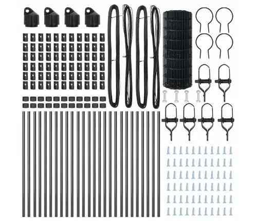 Vidaxl Eiro Žogs Ar 13 Stabiem 0.6X50 M Cinkota Tērauda Pelēks