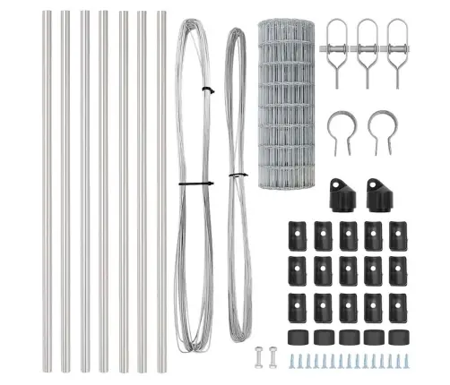 Eiro Žogs Ar 7 Stabiem 0.8X10 M Galvanizēts Tērauds Vidaxl Eiro Žogs Ar 7 Stabiem 0.8X10 M Galvanizēts Tērauds Vidaxl