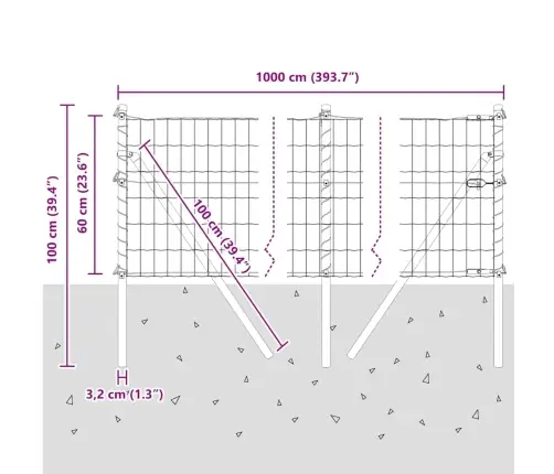 Aed Koos Postiga Hõbedane 0,6 X 10 M Terased Ja Pvc