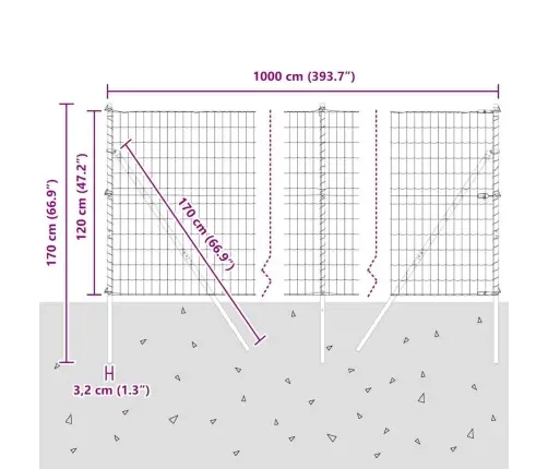 Aed Koos Postiga Hõbedane 1,2 X 10 M Terased Ja Pvc