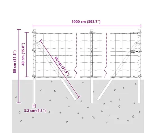 Aed Koos Postidega Hõbedane 0.4 X 10 M Teras