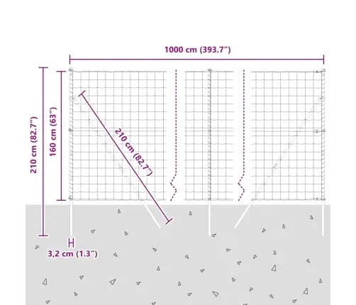 Aed Koos Postiga Hõbedane 1,6 X 10 M Terased Ja Pvc