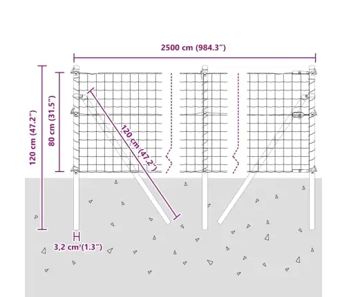 Tvora Su Stulpais Sidabro 0.8 X 25 M Plienas