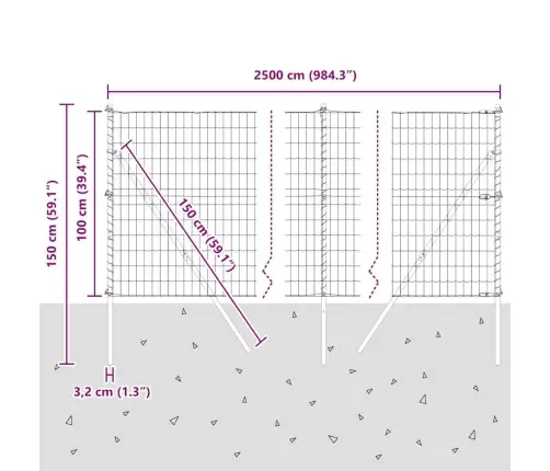 Aed Koos Postidega Hõbedane 1 X 25 M Teras