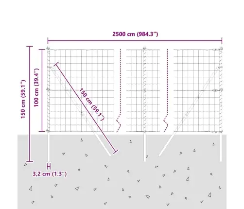 Eiro Žogs Ar 13 Stabiem 1X25 M Cinkots Tērauds Vidaxl