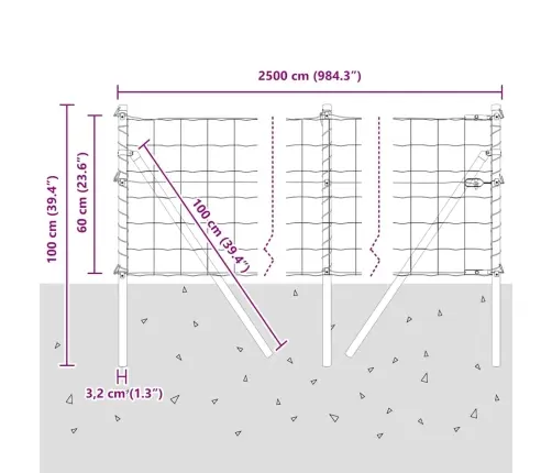 Eiropas Žogs Ar 13 Stabiem 0.6X25 M Cinkots Tērauds Vidaxl