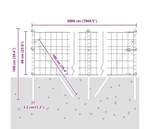 Aed Koos Postiga Hõbedane 0,6 X 50 M Terased Ja Pvc