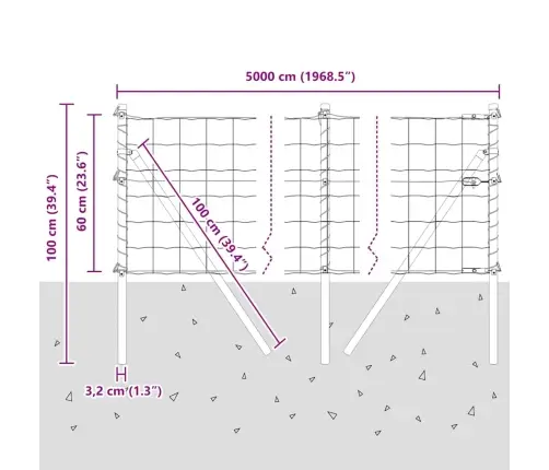 Tvora Su Stulpais Sidabro 0.6 X 50 M Plienas