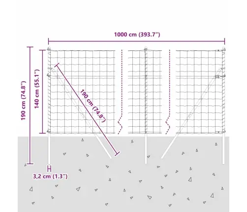 Aed Koos Postiga Hõbedane 1,4 X 10 M Terased Ja Pvc