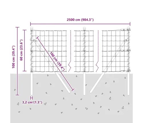 Aed Koos Postiga Hõbedane 0,6 X 25 M Terased Ja Pvc