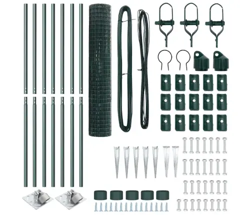 Eiro Žogs Ar 7 Izsistiem Stabiem 1.6X10 M Cinkota Tērauda Zaļš Vidaxl