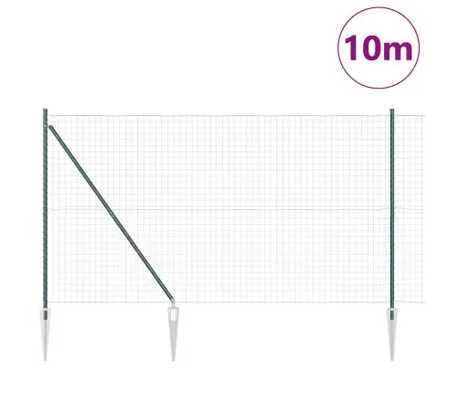 Eiro Žogs Ar 7 Izsistiem Stabiem 1.6X10 M Cinkota Tērauda Zaļš Vidaxl
