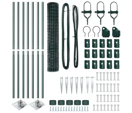 Tvora Su Stulpais Žalia 1,5 X 10 M Plienas Ir Pvc