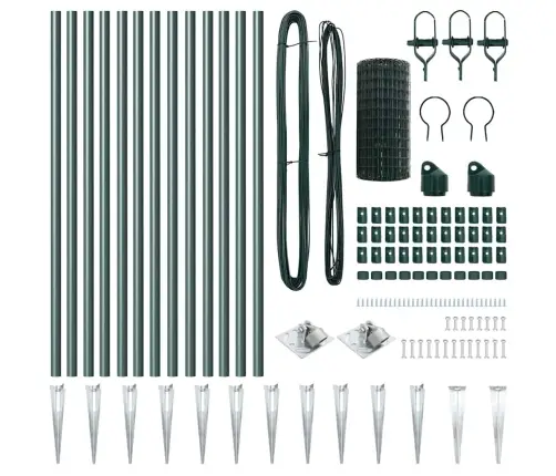 Eiro Žogs Ar 13 Spikotiem 0.6X25 M Cinkota Tērauda Zaļš Vidaxl