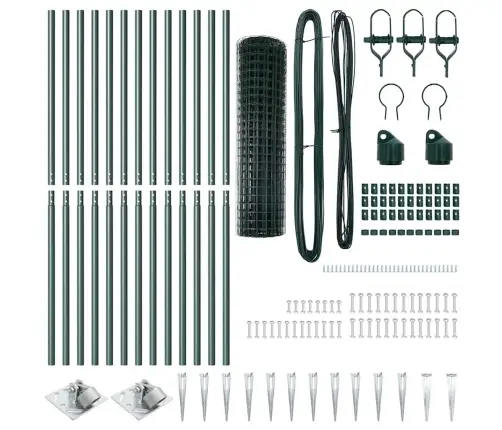 Eiropas Žogs Ar 13 Spikes Stabiem 1.2X25 M Cinkots Tērauds Zaļš Vidaxl