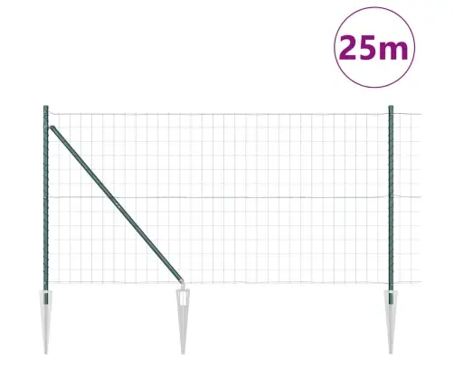 Tvora Su Stulpais Žalia 1.2 X 25 M Plienas Tvora Su Stulpais Žalia 1.2 X 25 M Plienas