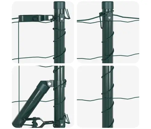 Eiro Žogs Ar 13 Naglu Stabiem 0.6X25 M Cinkots Tērauds Zaļš Vidaxl