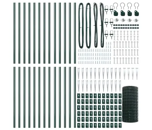 Eiropas Žogs Ar 13 Spike Stabiem 0.4X50 M Cinkots Tērauds Zaļš Vidaxl