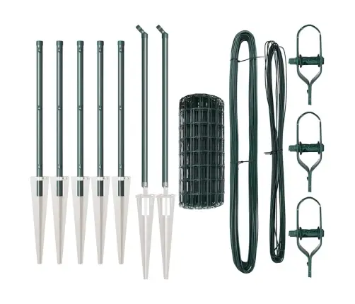 Eiropas Žogs Ar 7 Kājām 0.6X10 M Galvanizēts Tērauds Zaļš Vidaxl