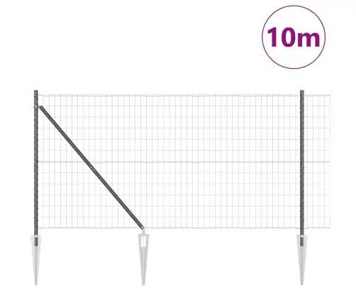 Eiropas Žogs Ar 7 Pīķa Stabiem 1.2X10 M Galvanizēts Tērauds Pelēks Vidaxl