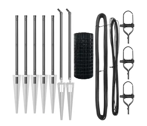 Eiro Žogs Ar 7 Spikes Stabiem 0.6X10 M Cinkots Tērauds Pelēks Vidaxl