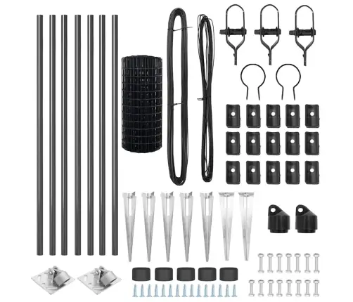 Eiro Žogs Ar 7 Spikes Stabiem 0.6X10 M Cinkots Tērauds Pelēks Vidaxl