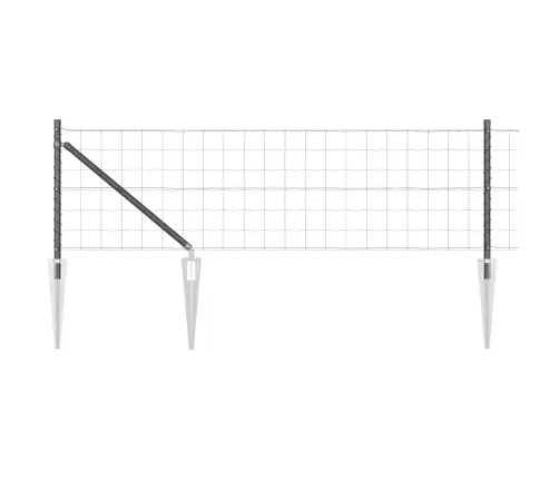 Eiro Žogs Ar 7 Spikes Stabiem 0.6X10 M Cinkots Tērauds Pelēks Vidaxl