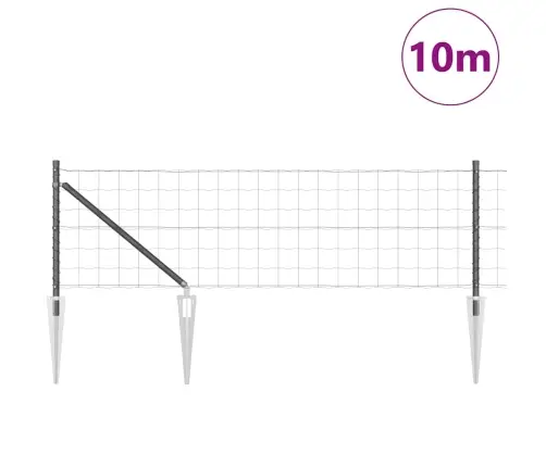 Euro Žogs Ar 7 Spike Stabiem 0.8X10 M Cinkota Tērauda Pelēks Vidaxl