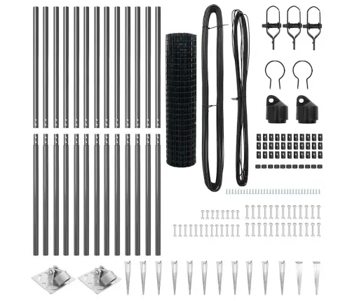 Eiropas Žogs Ar 13 Spikes Stiprinājumiem 1.2X25 M Cinkots Tērauds Pelēks Vidaxl