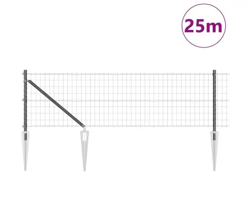 Euro Fence Ar 13 Smaidu Enkuriem 0.6X25 M Cinkots Tērauda Pelēks Vidaxl
