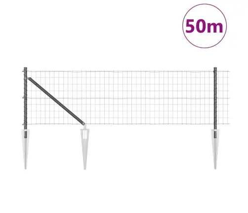 Eiropas Žogs Ar 13 Skrūvēm 0.6X50 M Cinkots Tērauda Pelēks Vidaxl
