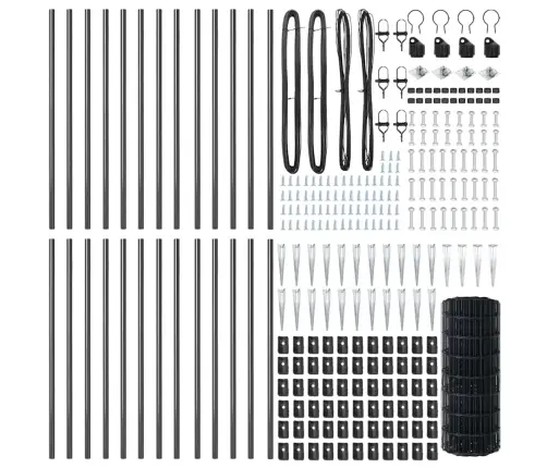 Tvora Su Stulpais Pilka 0,4 X 50 M Plienas Ir Pvc