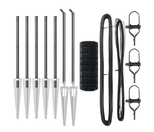 Tvora Su Stulpais Pilka 0,4 X 10 M Plienas Ir Pvc