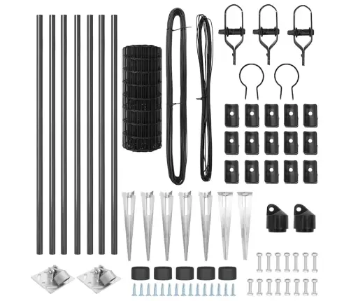 Tvora Su Stulpais Pilka 0,4 X 10 M Plienas Ir Pvc