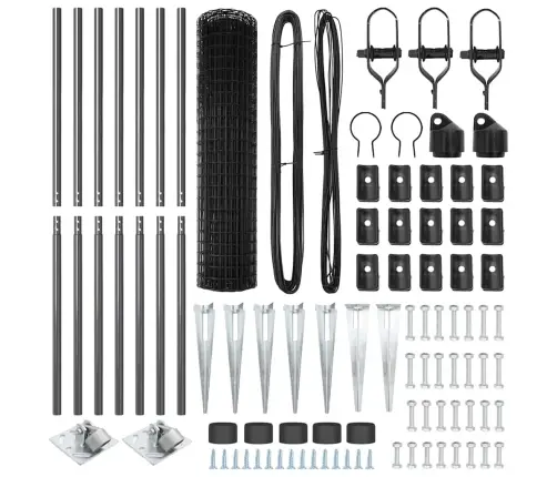 Euro Fence Ar 7 Strēles Postiem 1.4X10 M Galvanizēts Tērauds Pelēks Vidaxl