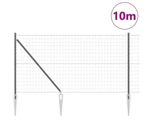 Euro Fence Ar 7 Strēles Postiem 1.4X10 M Galvanizēts Tērauds Pelēks Vidaxl