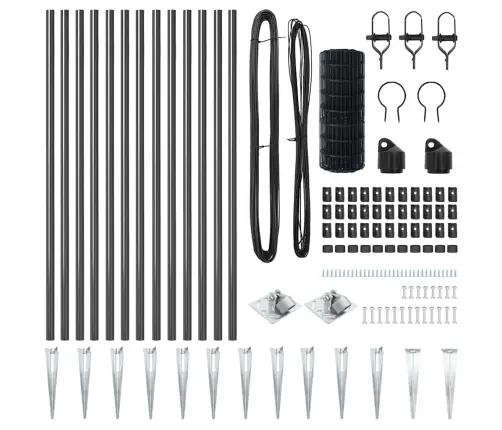 Eiropas Žogs Ar 13 Spike Stabiem 0.8X25 M Galvanizēts Tērauds Pelēks Vidaxl