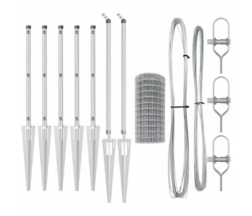 Euro Žogs Ar 7 Stiprinājuma Stabiem 0.4X10 M Cinkots Tērauds Vidaxl